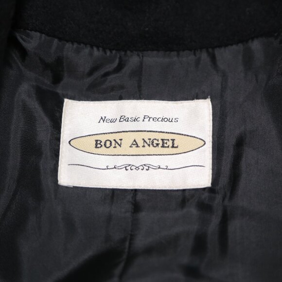 Authentic BON ANGEL vintage black long wool coat Classic EUC - Picture 7 of 8